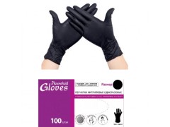 Перчатки нитриловые Household Gloves, текстур. на пальцах, р-р XL, цв.черный, KN005BL
