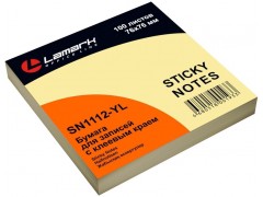 Бумага для заметок с клеевым краем LAMARK 76x76 мм, 100 л., желтая пастель, арт.SN1112-YL