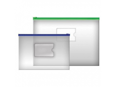 Папка на молнии прозрачная, молния ассорти 3 цвета, ф.A4, 160мкм, с карманом, арт. IPF56/ASS