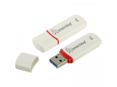 Память Smart Buy "Crown" 64GB, USB 2.0 Flash Drive, белый SB64GBCRW-W