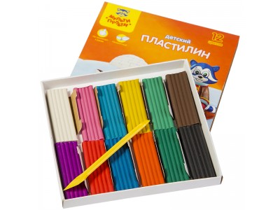 Пластилин Мульти-Пульти "Енот на Аляске", 12 цветов, 180г, со стеком, картон ДП_10235