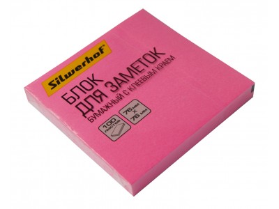 Блок самоклеящийся бумажный Silwerhof 682161-03 76x76мм 100лист. 75г/м2 неон розовый, арт.1204470