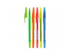 Ручка шариковая Стамм "511 Neon" синяя, 1,0мм, прозрачный корпус, ассорти РК10