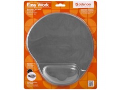 Коврик для мыши Defender EasyWork, серый, гелевая подушка, полиуретан, покрытие тканевое 50915