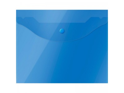 Папка-конверт на кнопке OfficeSpace А5 (190*240мм), 150мкм, полупрозрачная, синяя, арт. 267531