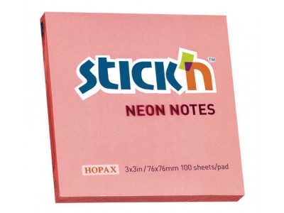 Блок самоклеящийся бумажный Stick`n ECO 21166 76x76мм 100лист. 70г/м2 неон розовый
