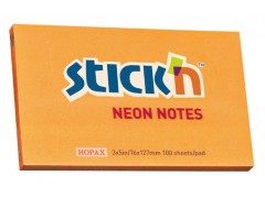 Блок самоклеящийся бумажный Stick`n ECO 21168 76x127мм 100лист. 70г/м2 неон оранжевый