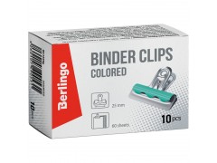 Зажимы-бульдоги для бумаг 25мм, Berlingo, 10шт. цветные, картонная коробка BC1225g