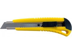Нож канц. 18 мм DOLCE COSTO желтый корпус, мет.направляющие, автоблокировка, арт.D00170