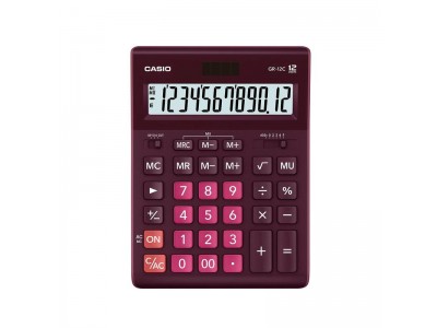 Калькулятор настольный Casio GR-12C-WR бордовый 12-разр., арт. GR-12С-WR-W-EP
