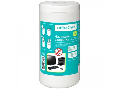 Туба с чист. салфетками OfficeClean универсальные, антибактериальные, 100шт., арт. 249230