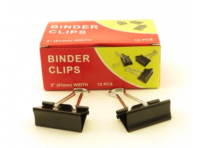 Зажимы для бумаг в наборе, черные, 51 мм, 12 шт., Binder clips