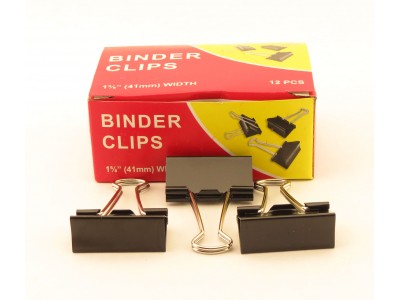 Зажимы для бумаг в наборе, черные, 41 мм, 12 шт., Binder clips